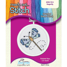 The Janlynn Corporation Ready Set.Stitch Kit de point de croix compt libellule avec cadre blanc