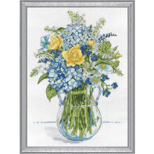 Tobin 2866 Kit Punto Croce Contato Blu & Giallo, 10" x 14", Multicolore