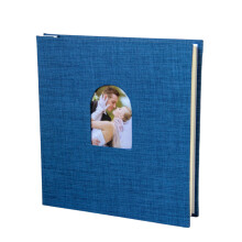 Arch Window Album 40 Pockets Thick Cardboards Pages Linen-Blue