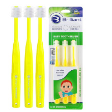 Cepillo de Dientes para Bebés Brilliant Oral Care, Cabeza Redonda, Suaves Cerditas, Aprobado por Niños, 0-2 Años, Amarillo