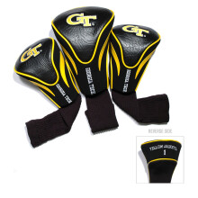 Team Golf NCAA Georgia Tech Gele jassen Contour Golf Club Headcovers (3 stuks) Genummerd 1 3 en X Geschikt voor extra grote drivers Utility Rescue &