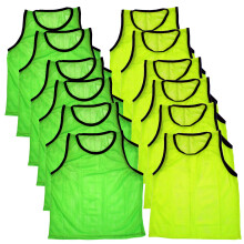 BlueDot Trading Set van 12 Jeugd Scrimmage Vesten Nylon Mesh Training PINNIES Vest voor teamtraining voor alle soorten sporten voetbal voetbal basket