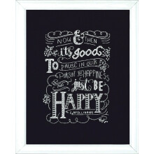 Design Works Crafts Be Happy Kit Punto Croce, 8 x 10", Nero