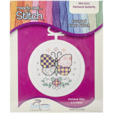 Janlynn 18 Count Rund Mini Zählstickset, 2-1/2 Zoll, Patchwork Schmetterling