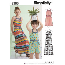 Simplicity Girl's Romper and Halter Dress Sewing Patterns Sizes 3-6
