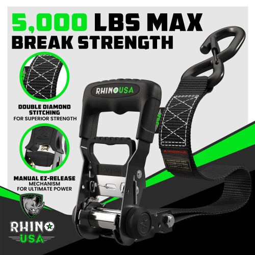 Rhino USA Ιμάντες Ρύθμισης Βαρύτητας (2-Pack) - 1.6 Ίντσες x 8 Πόδια (5,208lb Αντοχή) 1