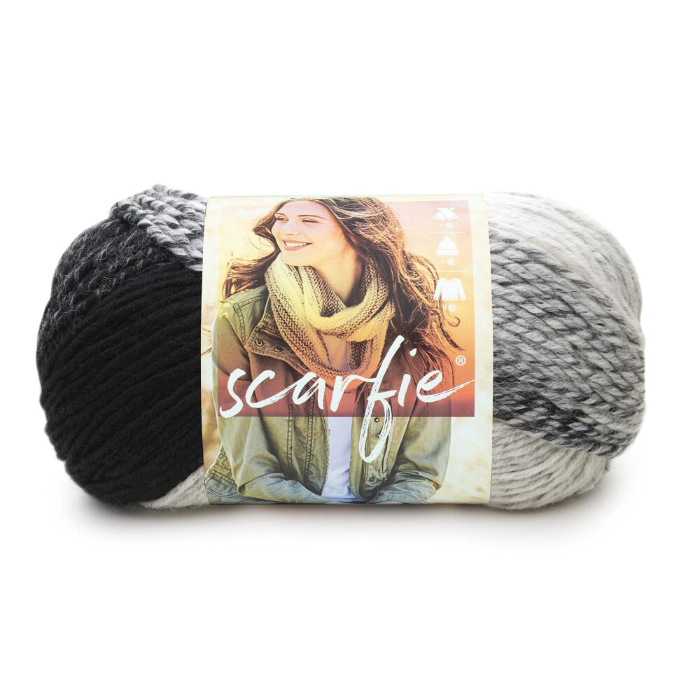 Lion Brand Scarfie Yarn-Cream/Black 826-201