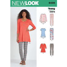 NEW LOOK Schnittmuster Damen Strick-Tuniken mit Leggings Größe A (XS-S-M-L-XL) 6439
