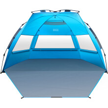 OutdoorMaster Pop Up strandtlt fr 4 personer - Enkel installation och brbar strandskydd Solskydd med UPF 50+ UV-skydd Avtagbart takfnster Fam