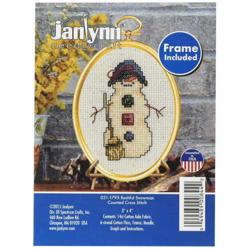 Janlynn 21-1795 14 Count Bashful Snowman Mini Kreuzstichset, 3" x 4"