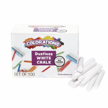 Colorations NODUST Dustless White Chalk 100 Piece Bulk Pack Value M