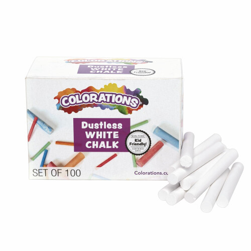 Colorations NODUST Dustless White Chalk  100 Piece Bulk Pack  Value  M