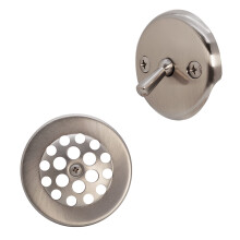 Westbrass R92-07 Set di finiture per vasca con leva di sgancio da 3-1/8"" con piastra frontale per troppopieno a 2 fori in nichel satinato