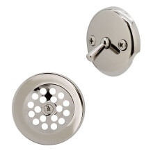 Westbrass R92-05 Set di finiture per vasca con leva di sgancio da 3-1/8"" con piastra frontale di troppopieno a 2 fori in nichel lucido