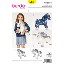 Burda Crafts naaipatroon 6495 knuffeldier speelgoed met paard en eenhoorn