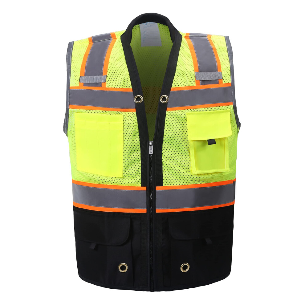 Shine Bright Safety Vest - High Visibility With Reflective Straps And Pockets - Soft Durable And Breathable - Ansi Class 2 (Size 4XL Black) 094969028274