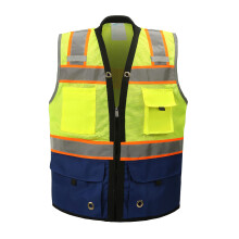 Shine Bright sikkerhedsvest - H?j synlighed med reflekterende stropper og lommer - Bl?d holdbar og ?ndbar - ANSI KLASSE 2 (St?rrelse Large Royal