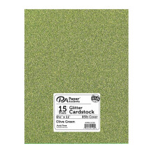 PA Paper Accents Glitter Cardstock 8.5"""" x 11"""" Olive Green 85lb Colored cardstock Paper for Card Making Scrapbooking Printing Quilling and Craft