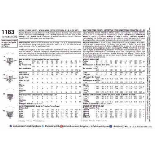 Simplicity US1183AA Modello Corsetto per Donne, Taglie 10-18 1