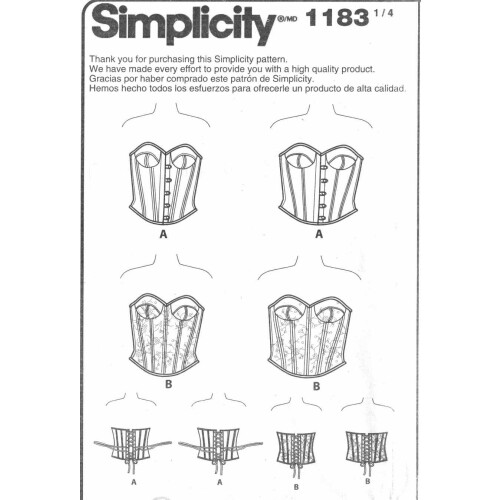 Simplicity US1183AA Modello Corsetto per Donne, Taglie 10-18 2