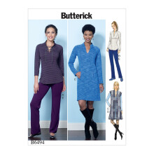 Butterick Patterns Misss' Knit Raglan Sleeve Toppar Och Klnning Vst Och Pull On Byxor A5 (6-8-10-12-14)