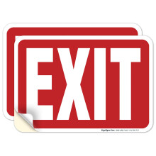 Sigo Signs Exit-Schild mit rotem Hintergrund (2er-Pack), 25,4 x 17,8 cm, 4 mm, Vinyl-Aufkleber, wetterbestndig, hergestellt in den USA von Sigo