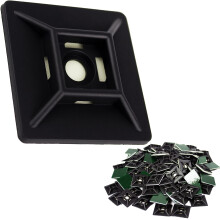Ritssluitingen met zelfklevende achterkant, 100 stuks. Professionele zwarte UV-kabelbinderbases 1,1 x 1,1. Ankerpunt met schroefgat biedt optimale st