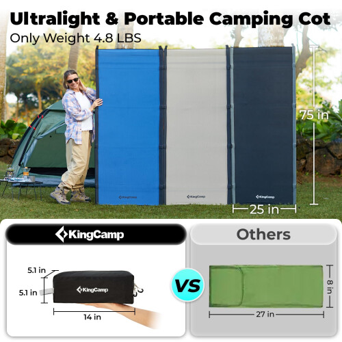KingCamp Ultralight Compact sammenklappelig campingseng 4,9 pund (gr?n) 1
