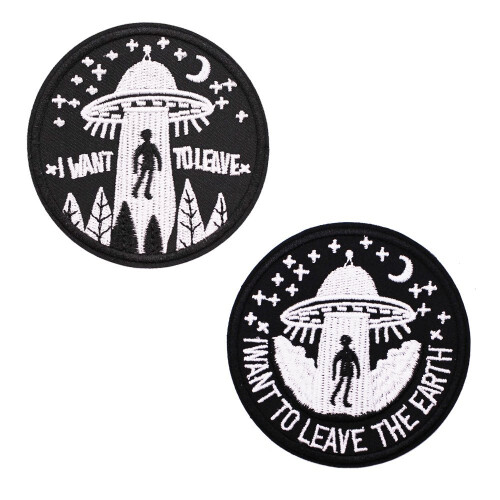 U-Sky Aufnäher zum Nähen oder Bügeln, 2er Set "Ich will gehen" für Kleidung, runde Bügelpatches 2