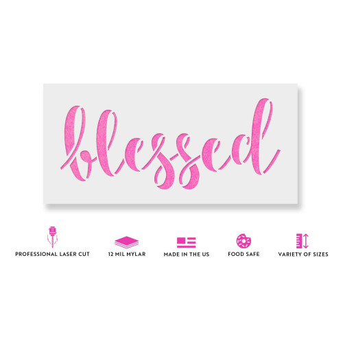 Blessed Stencil - Blessed Wood Sign Stencils Blessed Script Blessed House Sign Blessed Stencil 1