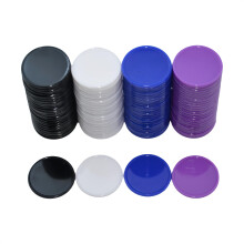 Smartdealspro Set of 100 1 Inch Opaque Plastic Learning Counters Mini Poker Chips Game Tokens with Storage Box (4 Color-Black White Blue Purple)