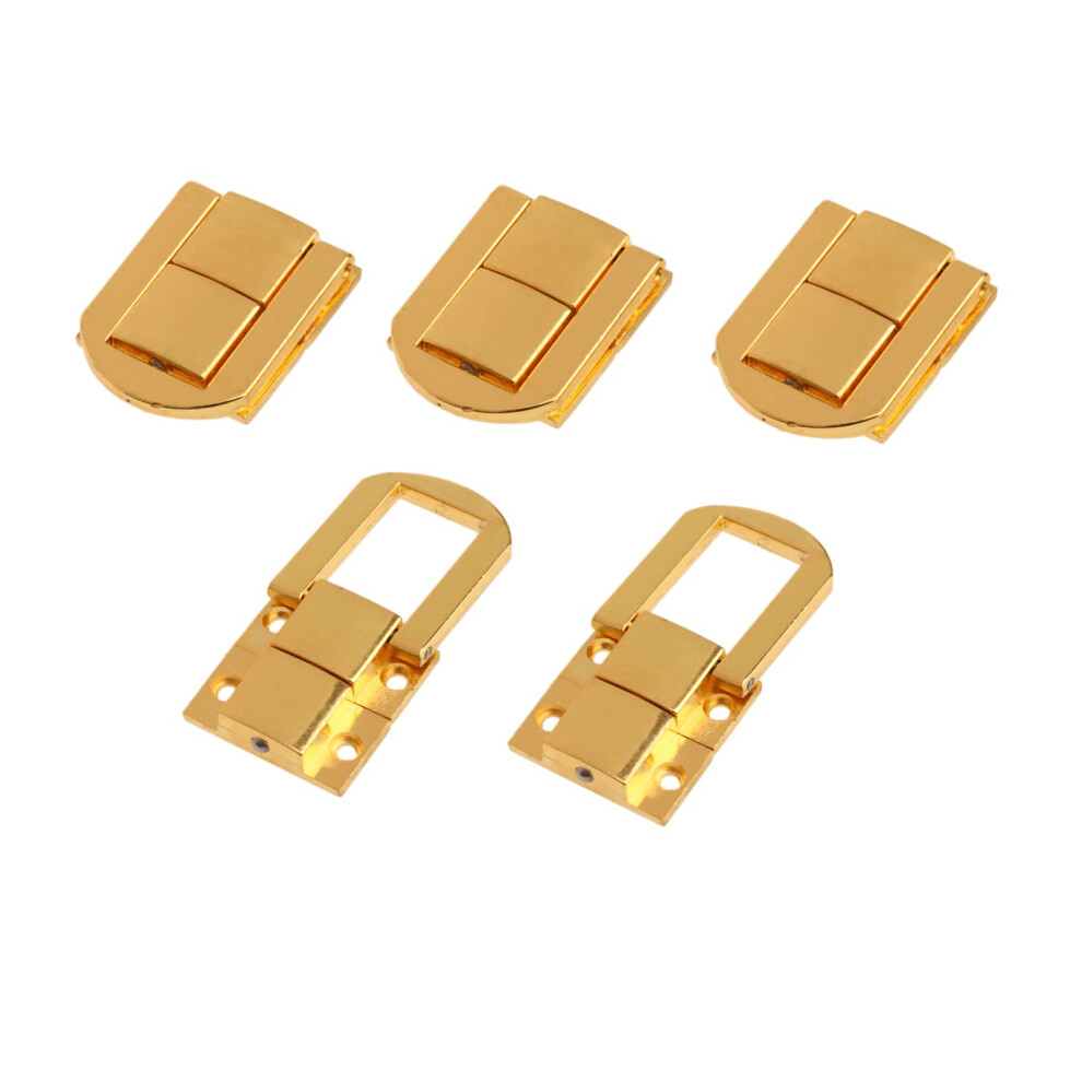 5Pcs Box Latch 1.18"X 0.94" Golden Wood Chest Lock Latch Clasp With Screws For Jewellery Box Suitcase Decoration, Golden 711081910262