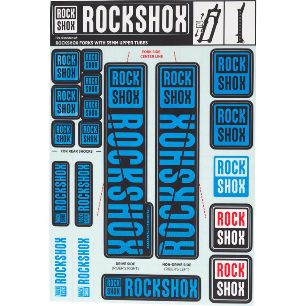 Rockshox Decal Kit Water Blu My18 Pike/Lyrik/Yari/Domain/Revelation Black