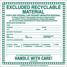 Labelmaster Etichetta per materiali riciclabili esclusi JWMCA (confezione da 100)