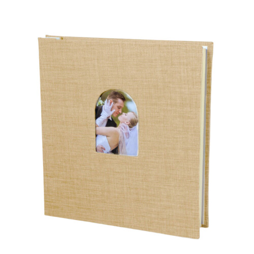 Photo Album Arch Front Window 40 Protective Pockets Thick-Khaki