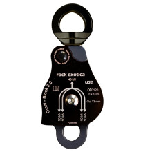 Rock Exotica Omni-Block Polea giratoria doble de 2.0"" (negra) - Polea giratoria de alta resistencia con acceso a placa lateral para aparejos - Fa