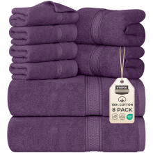Utopia Towels 8 Piece Towel Set - 2 Bath Towels, 2 Hand Towels and 4 Washcloths Cotton Hotel Quality Super Soft and Highly Absorbent (Plum)
