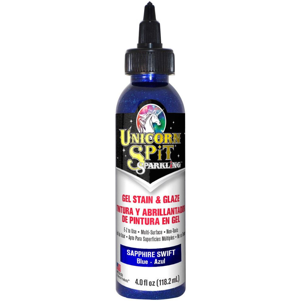 Unicorn Spit Sparkling Wood Stain & Glaze 4Oz-Sapphire Swift 076818006213