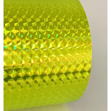 Roll of Prism Sign Vinyl Holographic 1/4'' Mosaic Self-Adhesive (12 tum x 10 fot Fluorescent Yellow)