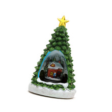 Kerstboom muziekdoos met roterende trein voor heren dames-A