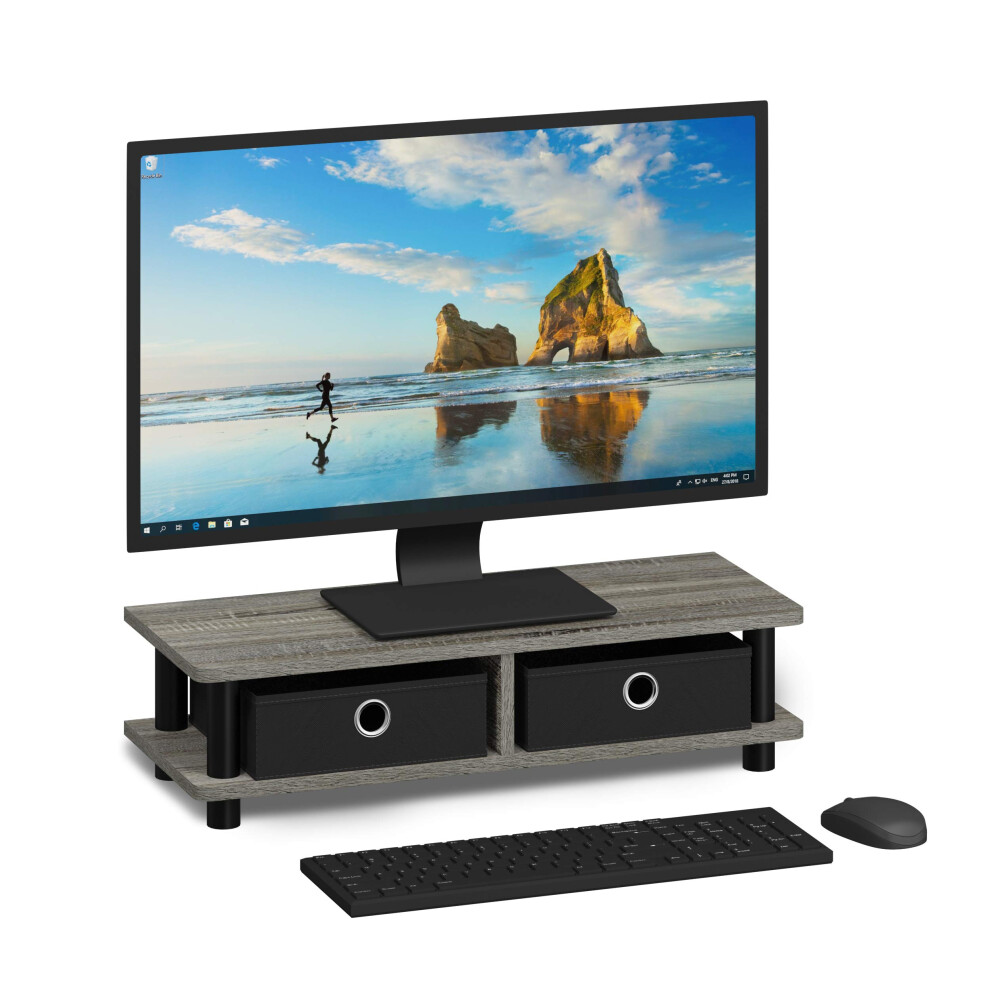 Furinno Turn-N-Tube Monitor Stand French Oak Grey/Black 816718027594