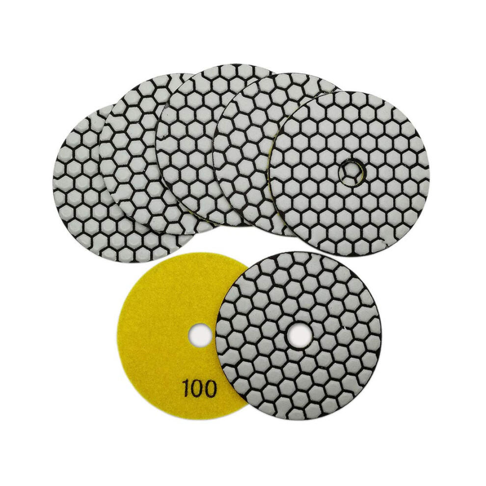 Shdiatool 7Pcs 4 Inch Dry Diamond Polishing Pads Grit 100 For Granite Marble Stone 718760486834