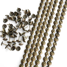 10Meters D11mm Upholstery Tacks Brass Flower Sofa Nailhead Strips,Furniture Bench Sofa Tacks,Loosing Tacks Matched,DIY Furniture Accessory(G:11mm