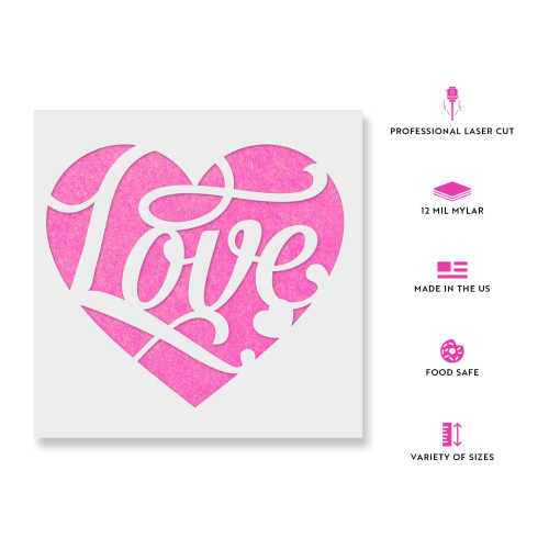 Liebesherz Schablone - Valentinstag Schablone, romantische Schablone 1