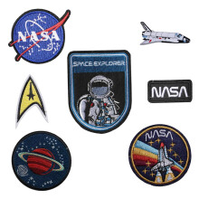TENNER.LONDON Set med 7 Stryk p/sy p Astronaut Broderad Patch Space Agency Applique Space Explorer Craft Brodery Motiv Transfer 7 Set Astronaut