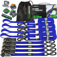 Rhino USA Correas de amarre con trinquete (paquete de 4) - 1 pulgada x 15 pies (resistencia a la rotura de 1,823 lb) - Correas de amarre definiti