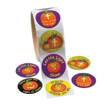 1 1/2"""" Pompoenstickers voor Halloween - 100 papieren stickers per rol voor lekkernijen en beloningen