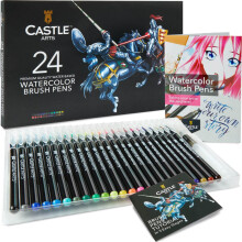 Castle Art Supplies 24 Watercolour Brush Pens Set for Adults Artists | Markers Flexible Nylon Brush Tip for Colouring Books...