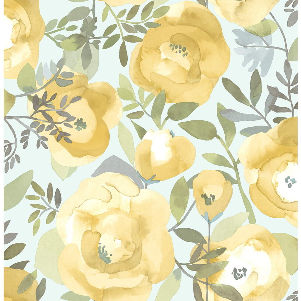 Nuwallpaper Nu3036 Peachy Keen Peel & Stick Wallpaper Yellow 091212344037