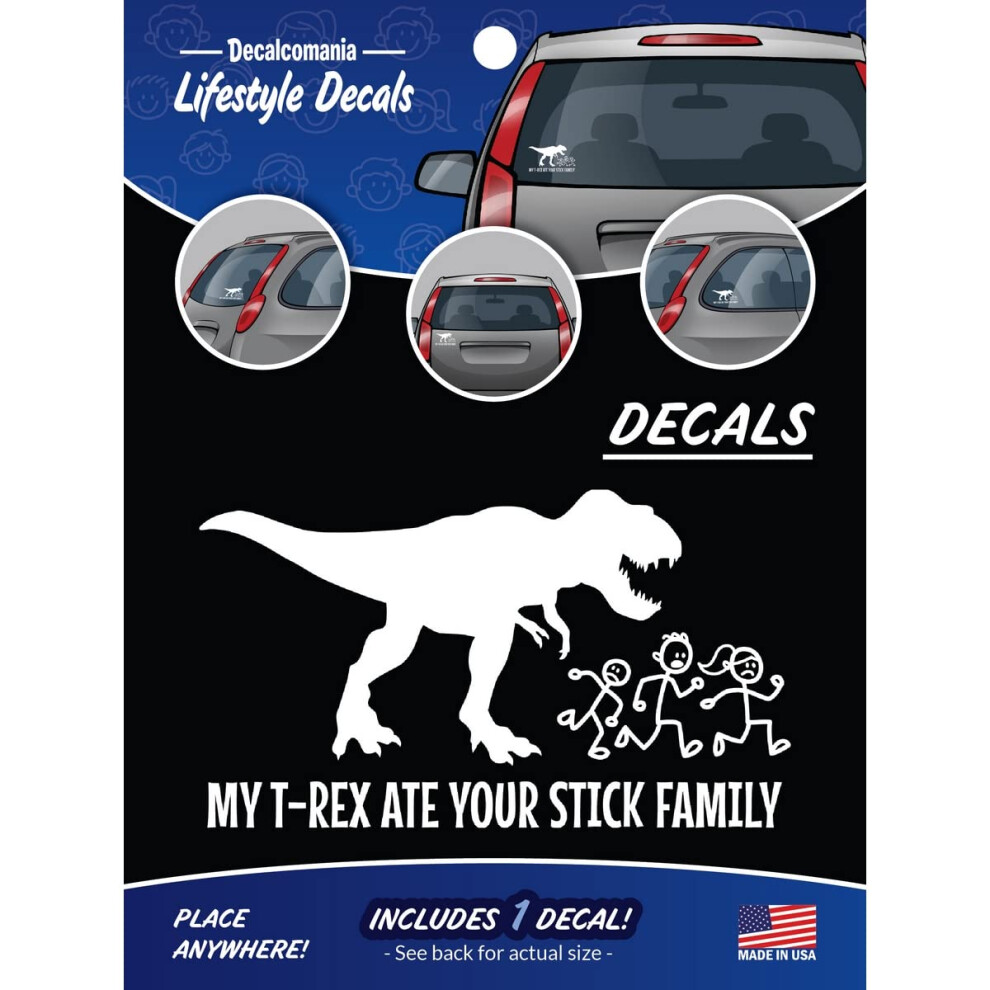 My T-Rex Ate Your Stick Family Car Truck Window Stickers Dinosaur Funny Window Decal White 818200016123